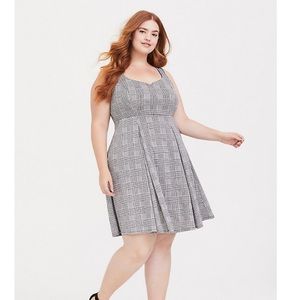 Torrid Black Houndstooth Scuba Knit Skater Dress